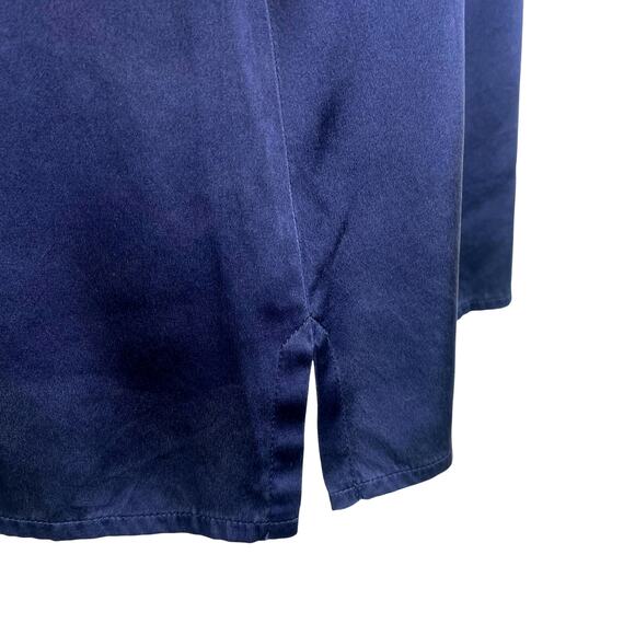 EILEEN FISHER Silk Navy Blue Sleeveless Tank Top Sz S Nautical Coastal Summer - Picture 5 of 8